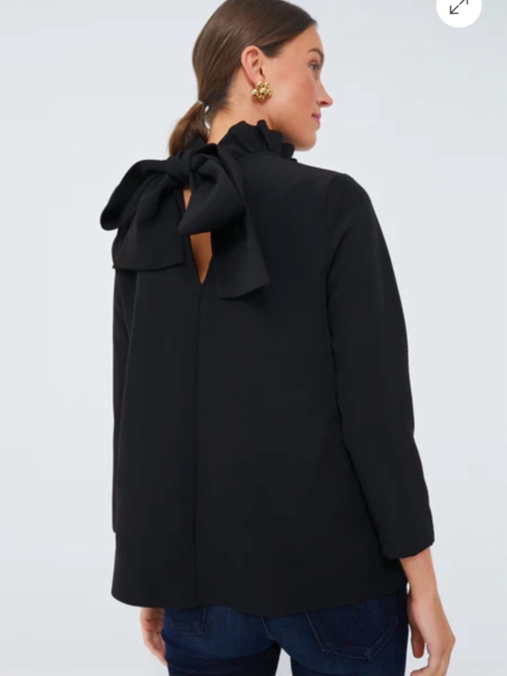 Pomander Place Black Bow-Back Long Sleeve Top